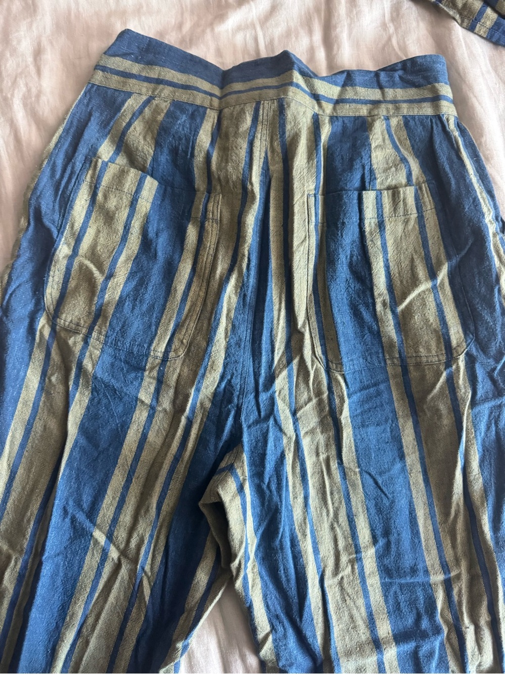 Striped Blue and Olive Wide-Leg Ace&Jig Pants - Picture 3 of 4